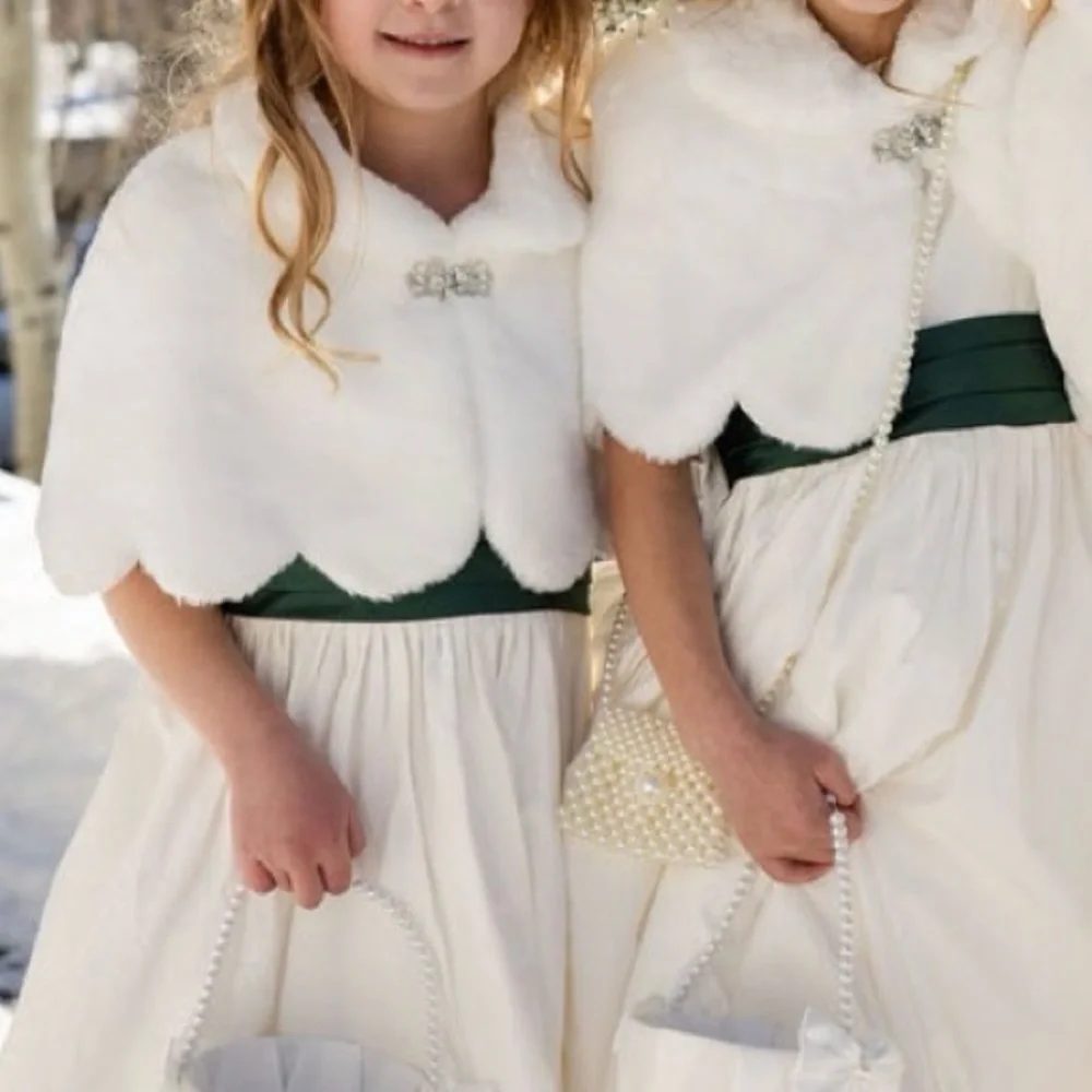 Elegant Girls White Faux Fur Cape